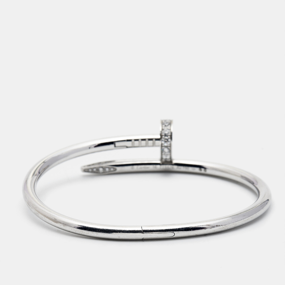 CARTIER Juste Un Clou Diamonds 18k White Gold Bracelet 16 - Picture 3 of 6